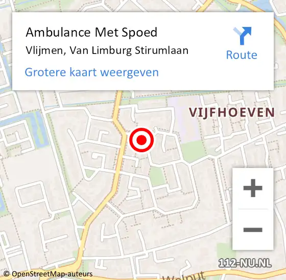 Locatie op kaart van de 112 melding: Ambulance Met Spoed Naar Vlijmen, Van Limburg Stirumlaan op 1 september 2017 14:52