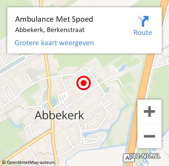 Locatie op kaart van de 112 melding: Ambulance Met Spoed Naar Abbekerk, Berkenstraat op 1 september 2017 14:55