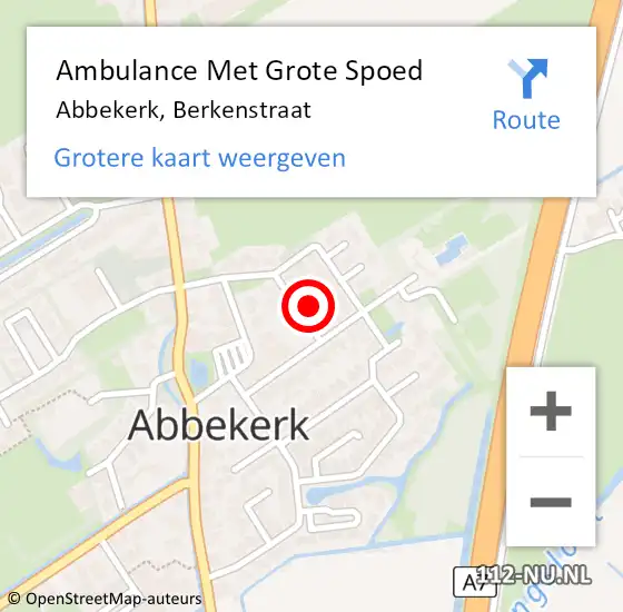 Locatie op kaart van de 112 melding: Ambulance Met Grote Spoed Naar Abbekerk, Berkenstraat op 1 september 2017 14:58