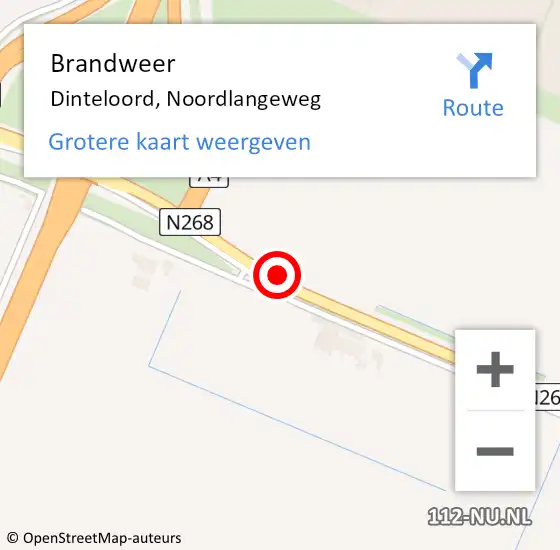 Locatie op kaart van de 112 melding: Brandweer Dinteloord, Noordlangeweg op 1 september 2017 15:01