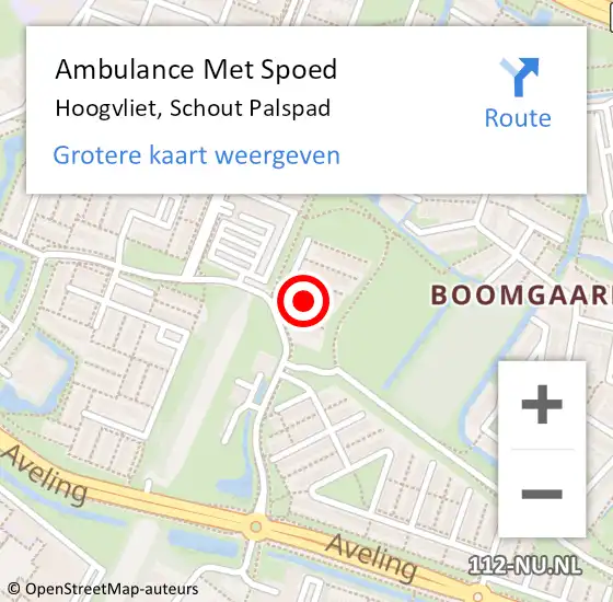 Locatie op kaart van de 112 melding: Ambulance Met Spoed Naar Hoogvliet Rotterdam, Schout Palspad op 1 september 2017 15:18