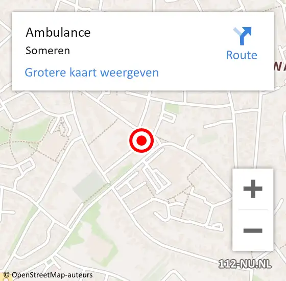 Locatie op kaart van de 112 melding: Ambulance Someren op 1 september 2017 15:18