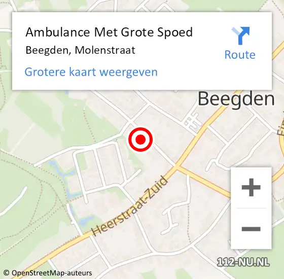 Locatie op kaart van de 112 melding: Ambulance Met Grote Spoed Naar Beegden, Molenstraat op 1 september 2017 15:42