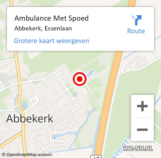 Locatie op kaart van de 112 melding: Ambulance Met Spoed Naar Abbekerk, Essenlaan op 1 september 2017 15:59