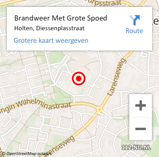 Locatie op kaart van de 112 melding: Brandweer Met Grote Spoed Naar Holten, Diessenplasstraat op 1 september 2017 16:33