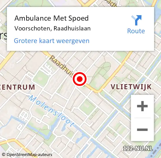 Locatie op kaart van de 112 melding: Ambulance Met Spoed Naar Voorschoten, Raadhuislaan op 1 september 2017 16:35