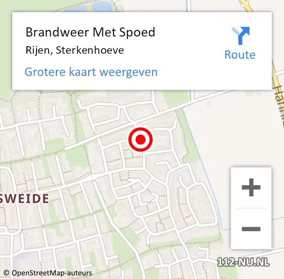 Locatie op kaart van de 112 melding: Brandweer Met Spoed Naar Rijen, Sterkenhoeve op 1 september 2017 16:51