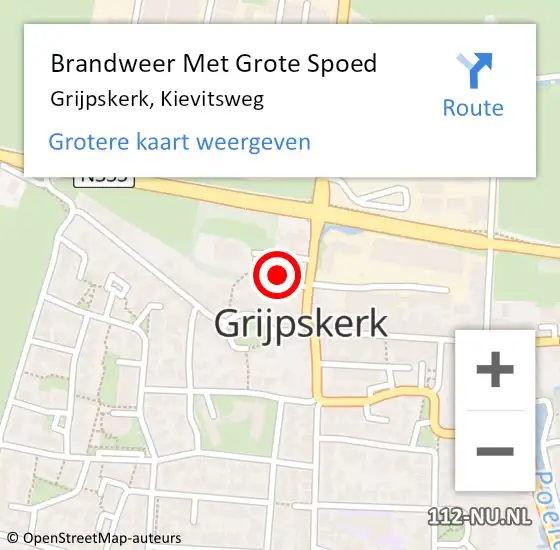 Locatie op kaart van de 112 melding: Brandweer Met Grote Spoed Naar Grijpskerk, Kievitsweg op 1 september 2017 17:15