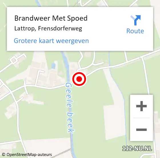 Locatie op kaart van de 112 melding: Brandweer Met Spoed Naar Lattrop, Frensdorferweg op 1 september 2017 17:33