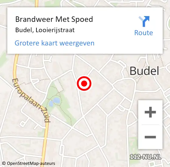 Locatie op kaart van de 112 melding: Brandweer Met Spoed Naar Budel, Looierijstraat op 1 september 2017 18:55