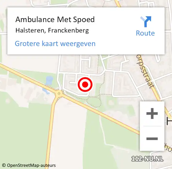 Locatie op kaart van de 112 melding: Ambulance Met Spoed Naar Halsteren, Franckenberg op 1 september 2017 19:09