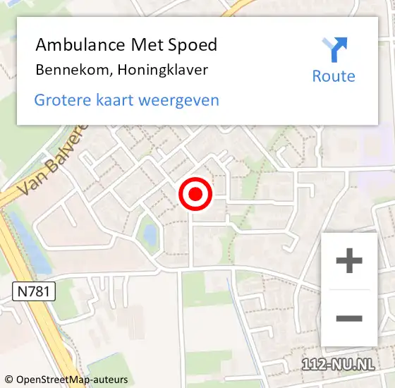 Locatie op kaart van de 112 melding: Ambulance Met Spoed Naar Bennekom, Honingklaver op 1 september 2017 19:37