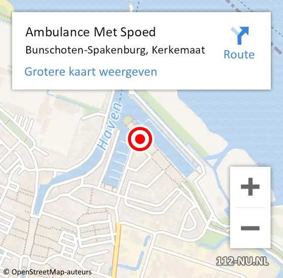 Locatie op kaart van de 112 melding: Ambulance Met Spoed Naar Bunschoten-Spakenburg, Kerkemaat op 1 september 2017 20:09