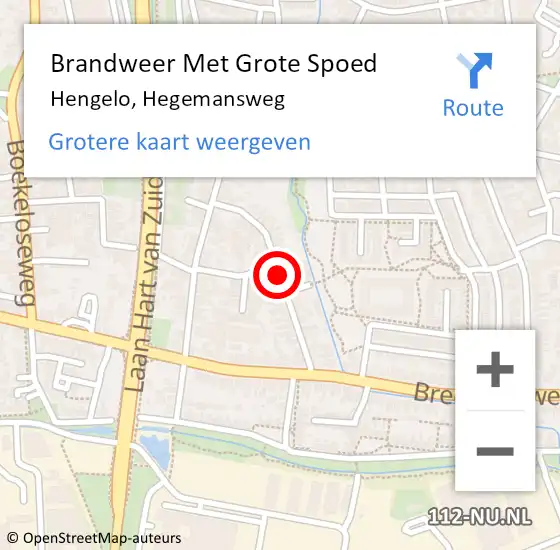 Locatie op kaart van de 112 melding: Brandweer Met Grote Spoed Naar Hengelo, Hegemansweg op 1 september 2017 20:47