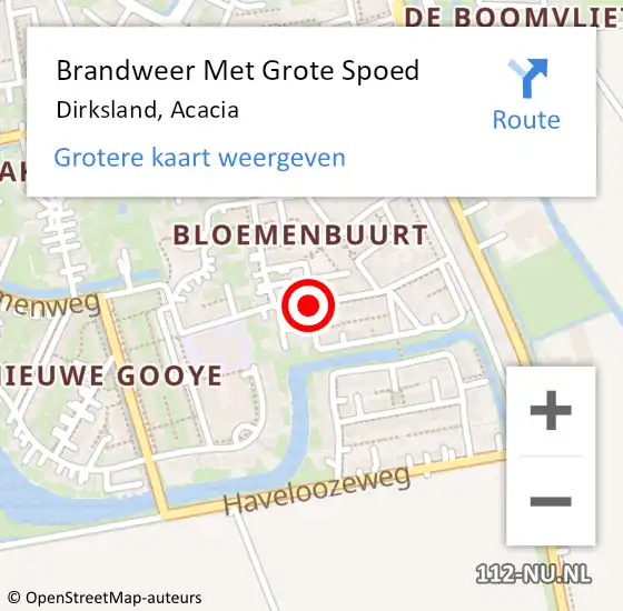 Locatie op kaart van de 112 melding: Brandweer Met Grote Spoed Naar Dirksland, Acacia op 1 september 2017 20:59