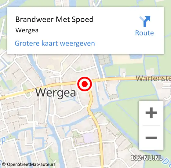 Locatie op kaart van de 112 melding: Brandweer Met Spoed Naar Wergea op 1 september 2017 22:06