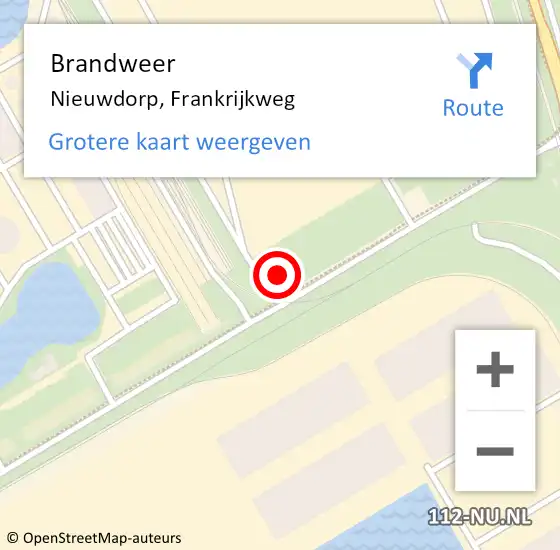 Locatie op kaart van de 112 melding: Brandweer Nieuwdorp, Frankrijkweg op 1 september 2017 22:46