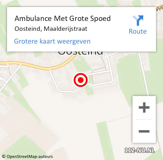 Locatie op kaart van de 112 melding: Ambulance Met Grote Spoed Naar Oosteind, Maalderijstraat op 1 september 2017 23:55