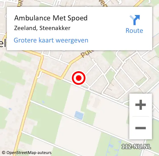 Locatie op kaart van de 112 melding: Ambulance Met Spoed Naar Zeeland, Steenakker op 2 september 2017 00:26