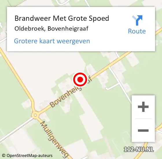 Locatie op kaart van de 112 melding: Brandweer Met Grote Spoed Naar Oldebroek, Bovenheigraaf op 2 september 2017 00:54