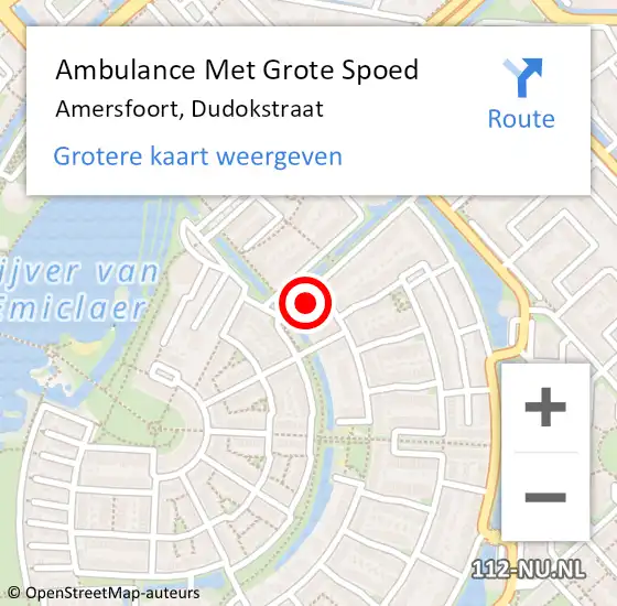 Locatie op kaart van de 112 melding: Ambulance Met Grote Spoed Naar Amersfoort, Dudokstraat op 2 september 2017 01:43