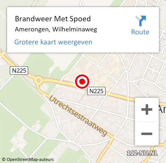 Locatie op kaart van de 112 melding: Brandweer Met Spoed Naar Amerongen, Wilhelminaweg op 2 september 2017 03:18