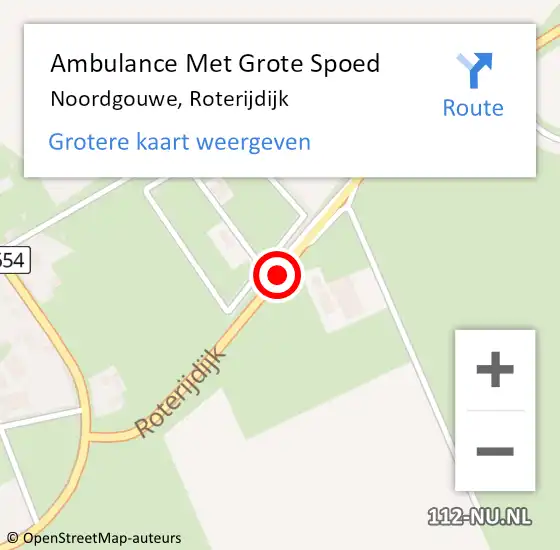 Locatie op kaart van de 112 melding: Ambulance Met Grote Spoed Naar Noordgouwe, Roterijdijk op 2 september 2017 03:20