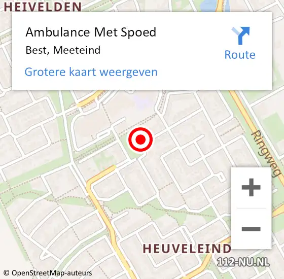 Locatie op kaart van de 112 melding: Ambulance Met Spoed Naar Best, Meeteind op 2 september 2017 04:16