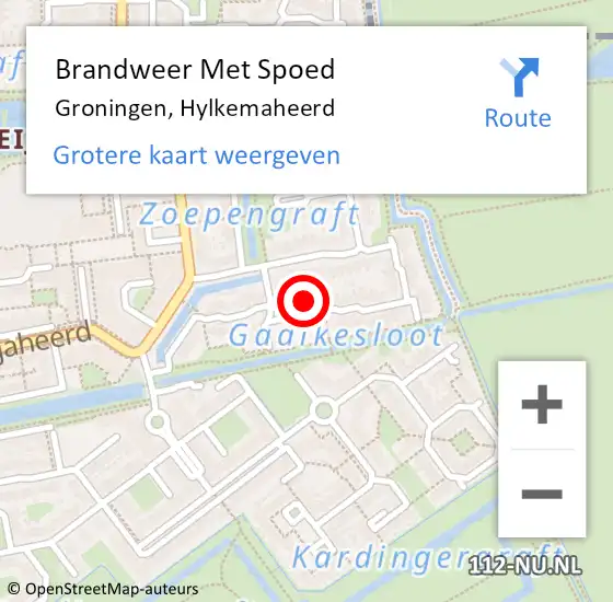 Locatie op kaart van de 112 melding: Brandweer Met Spoed Naar Groningen, Hylkemaheerd op 2 september 2017 04:41