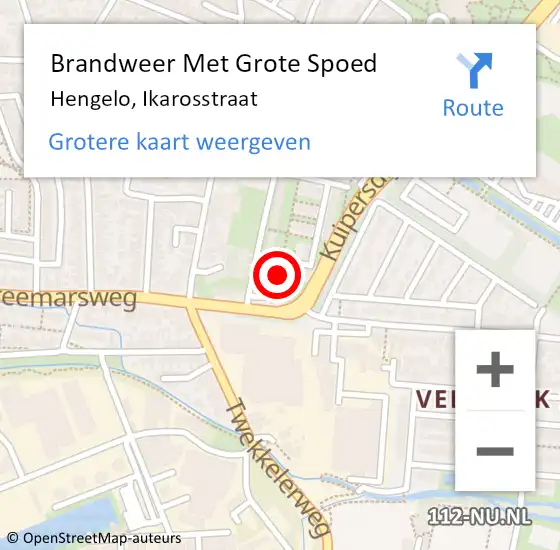 Locatie op kaart van de 112 melding: Brandweer Met Grote Spoed Naar Hengelo, Ikarosstraat op 2 september 2017 05:12