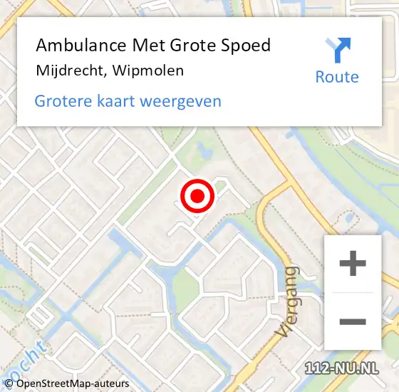 Locatie op kaart van de 112 melding: Ambulance Met Grote Spoed Naar Mijdrecht, Wipmolen op 2 september 2017 06:17