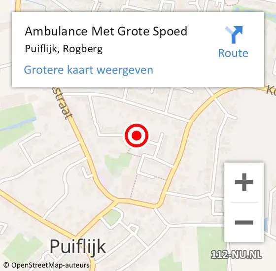 Locatie op kaart van de 112 melding: Ambulance Met Grote Spoed Naar Puiflijk, Rogberg op 2 september 2017 06:25