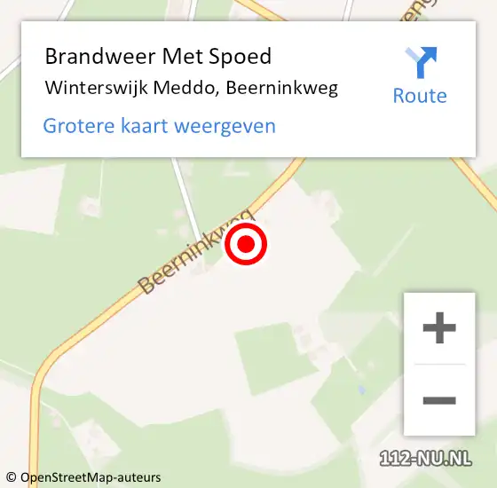 Locatie op kaart van de 112 melding: Brandweer Met Spoed Naar Winterswijk Meddo, Beerninkweg op 2 september 2017 08:26