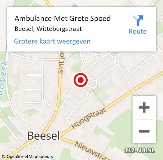 Locatie op kaart van de 112 melding: Ambulance Met Grote Spoed Naar Beesel, Wittebergstraat op 2 september 2017 08:38