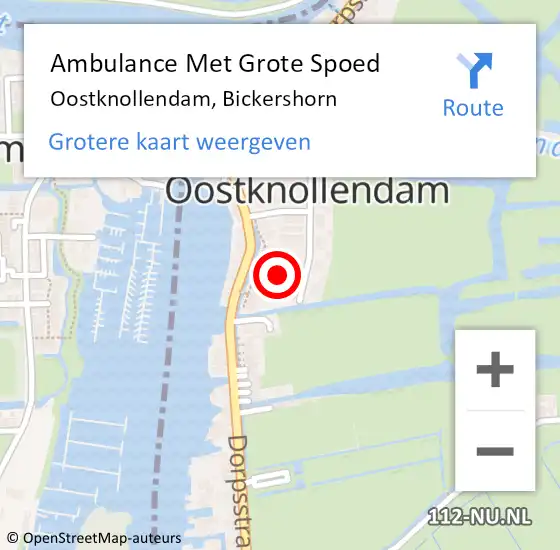 Locatie op kaart van de 112 melding: Ambulance Met Grote Spoed Naar Oostknollendam, Bickershorn op 2 september 2017 08:48