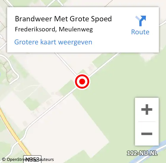 Locatie op kaart van de 112 melding: Brandweer Met Grote Spoed Naar Frederiksoord, Meulenweg op 2 september 2017 09:02