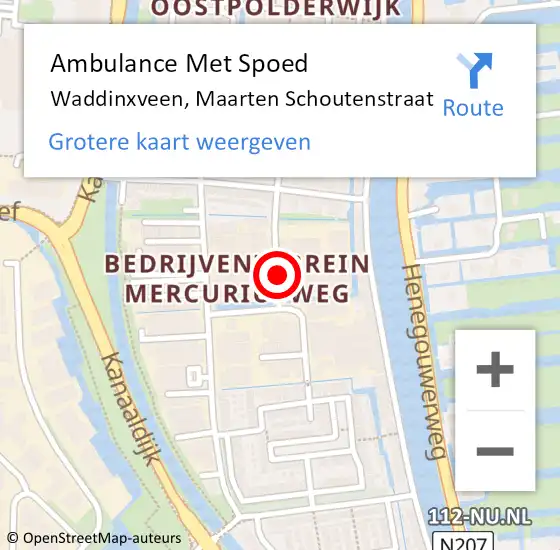 Locatie op kaart van de 112 melding: Ambulance Met Spoed Naar Waddinxveen, Maarten Schoutenstraat op 2 september 2017 09:45