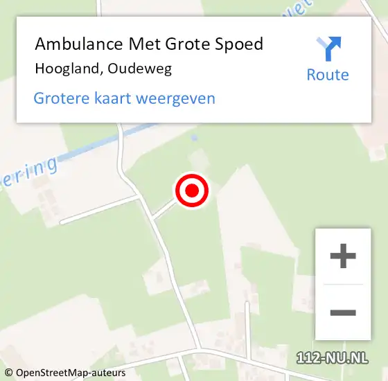 Locatie op kaart van de 112 melding: Ambulance Met Grote Spoed Naar Hoogland, Oudeweg op 2 september 2017 10:03