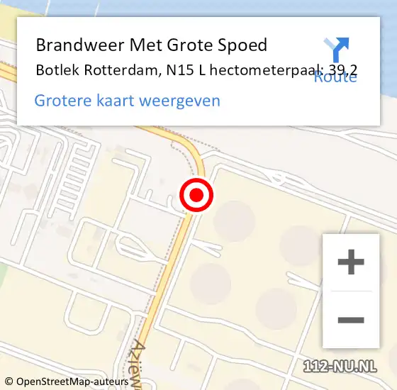 Locatie op kaart van de 112 melding: Brandweer Met Grote Spoed Naar Botlek Rotterdam, N15 L hectometerpaal: 39,2 op 2 september 2017 10:04