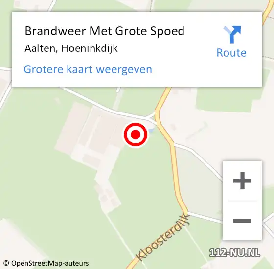 Locatie op kaart van de 112 melding: Brandweer Met Grote Spoed Naar Aalten, Hoeninkdijk op 2 september 2017 10:33