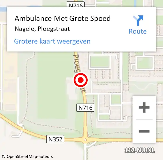 Locatie op kaart van de 112 melding: Ambulance Met Grote Spoed Naar Nagele, Ploegstraat op 2 september 2017 10:44