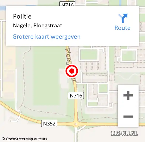 Locatie op kaart van de 112 melding: Politie Nagele, Ploegstraat op 2 september 2017 10:47