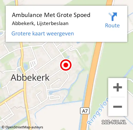 Locatie op kaart van de 112 melding: Ambulance Met Grote Spoed Naar Abbekerk, Lijsterbeslaan op 2 september 2017 10:58