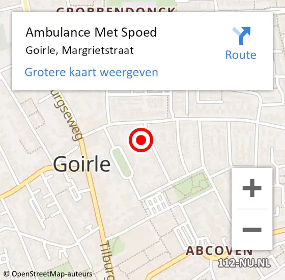 Locatie op kaart van de 112 melding: Ambulance Met Spoed Naar Goirle, Margrietstraat op 2 september 2017 11:13