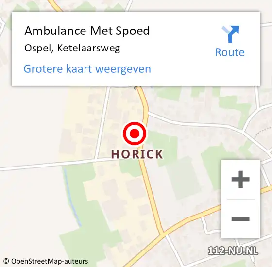 Locatie op kaart van de 112 melding: Ambulance Met Spoed Naar Ospel, Ketelaarsweg op 2 september 2017 11:56