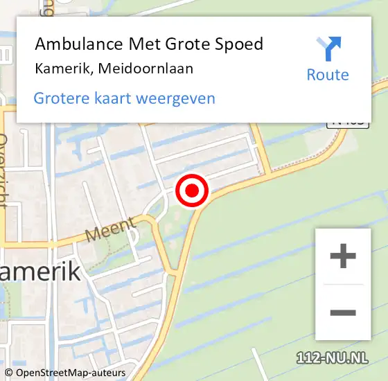 Locatie op kaart van de 112 melding: Ambulance Met Grote Spoed Naar Kamerik, Meidoornlaan op 2 september 2017 12:35