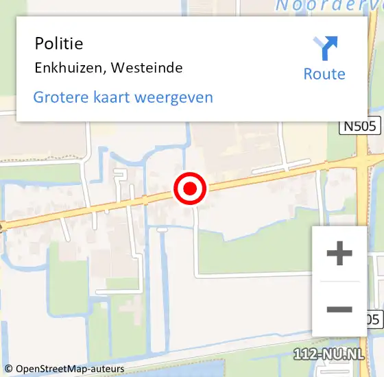Locatie op kaart van de 112 melding: Politie Enkhuizen, Westeinde op 2 september 2017 12:36