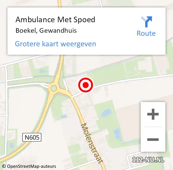 Locatie op kaart van de 112 melding: Ambulance Met Spoed Naar Boekel, Gewandhuis op 2 september 2017 12:38