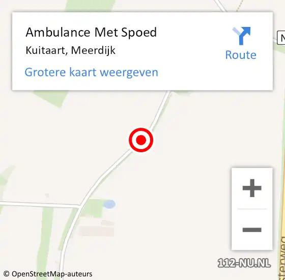 Locatie op kaart van de 112 melding: Ambulance Met Spoed Naar Kuitaart, Meerdijk op 2 september 2017 12:38