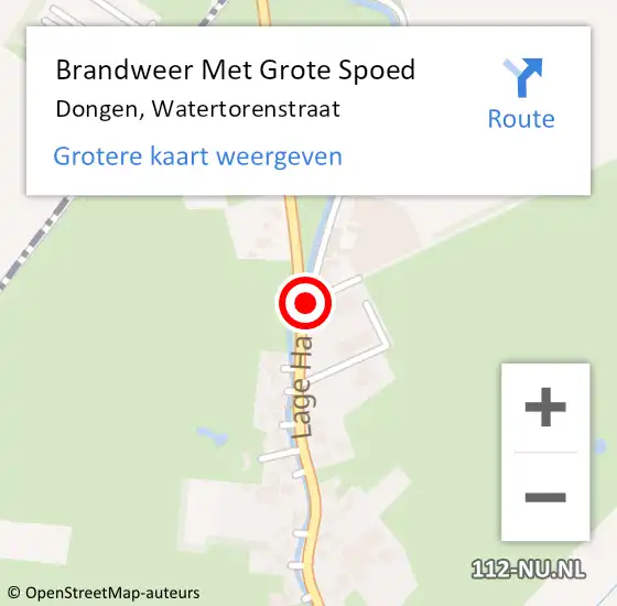 Locatie op kaart van de 112 melding: Brandweer Met Grote Spoed Naar Dongen, Watertorenstraat op 2 september 2017 13:52